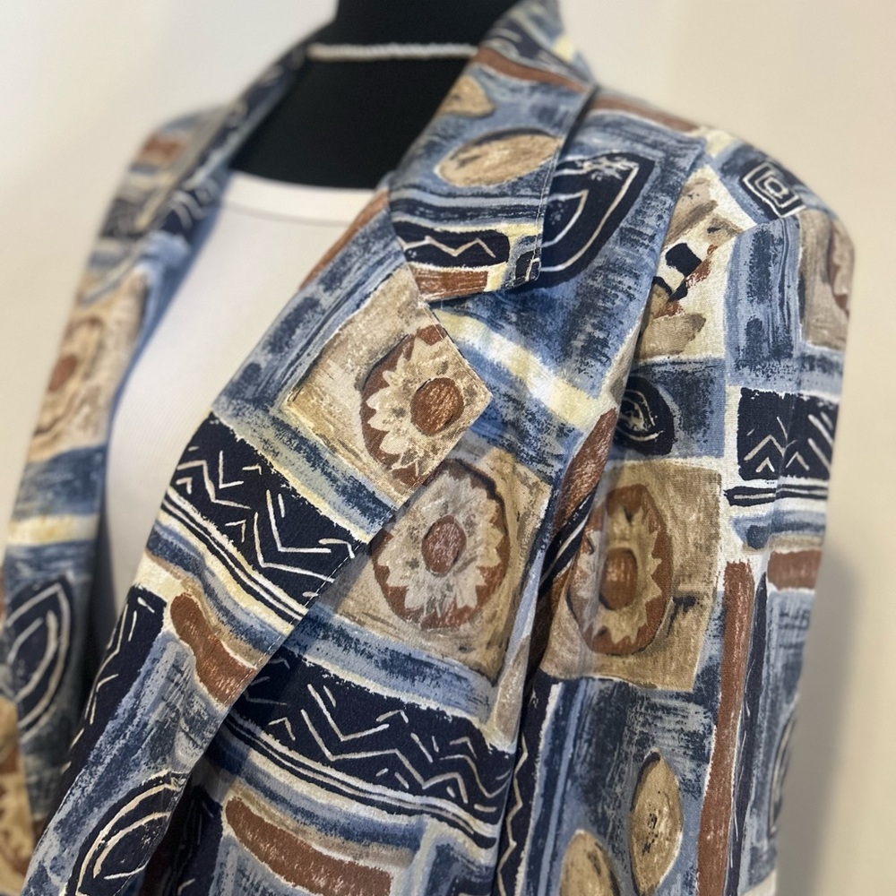 RAFAEL Blue and Brown Blazer Elegant Suit Jacket